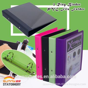 Color PVC 2 Ring Binder File Folder With Inner Pockets